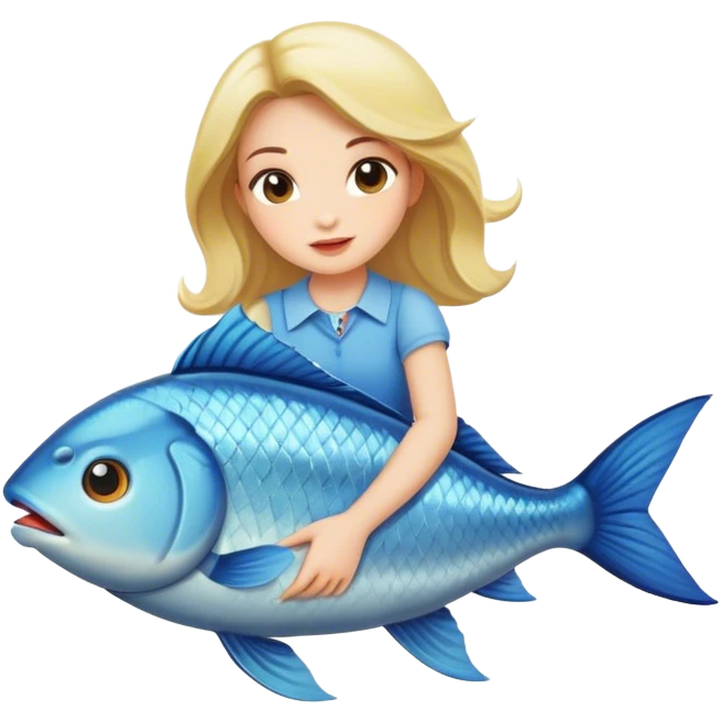 Girl riding a fish emoji
