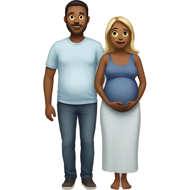 A pregnant woman with her husband  emoji