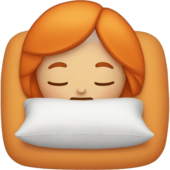 Tan girl with orange hair sleeping on pillow in bed emoji