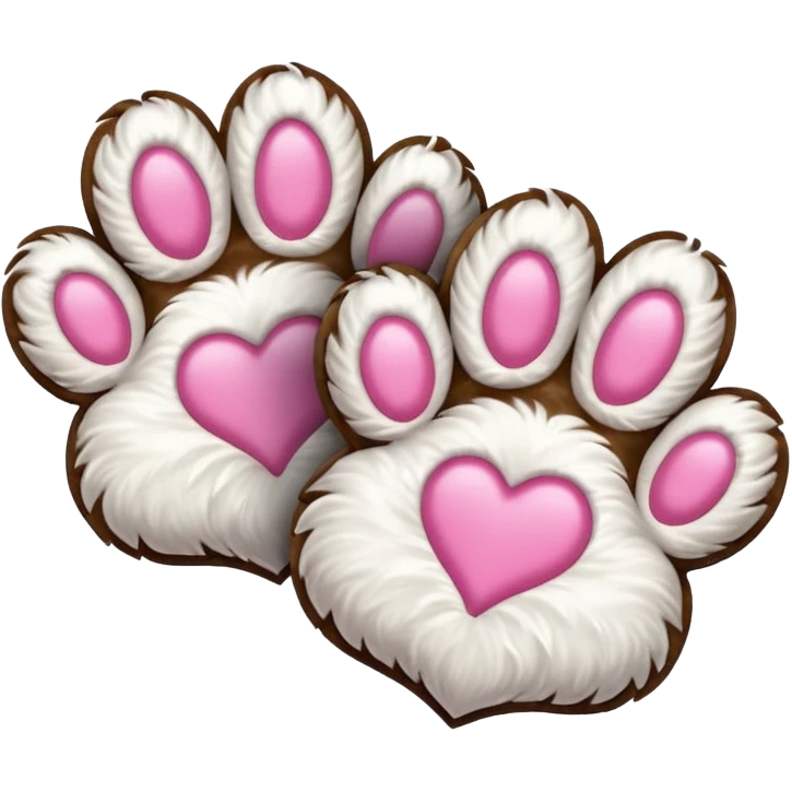 two oversized puppy paw prints with a pink heart connecting them emoji