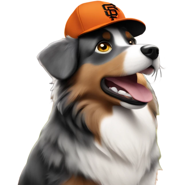 Australian shepherd in sf giants hat emoji