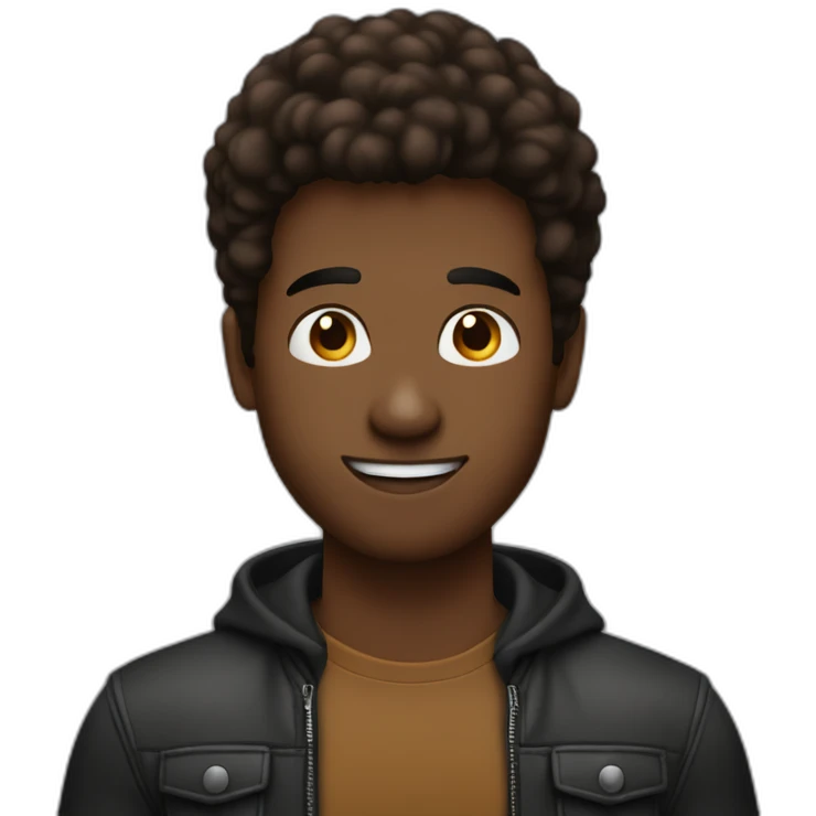 joven hombre color marron pelo negro con un iphone en la mano emoji
