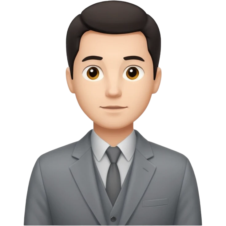 Мужчина с тёмными волосами, аккуратно уложенными назад, чисто выбритый, уверенное, но доброжелательное выражение лица, минималистичный пиджак без галстука. emoji