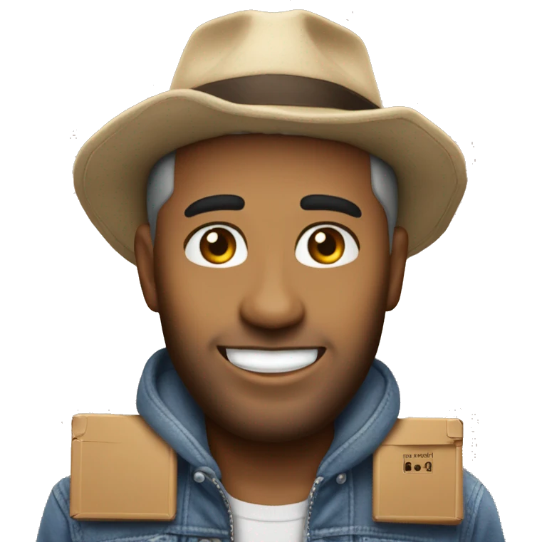 Un hombre con una caja de shein emoji