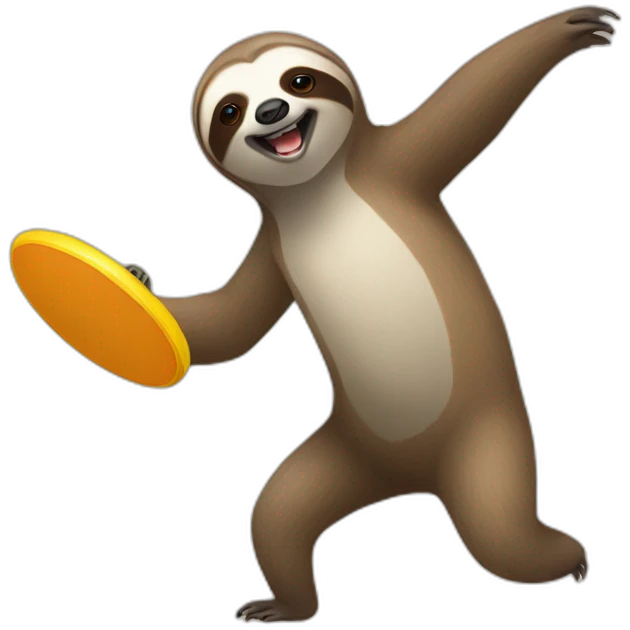 Sloth playing frisbee emoji
