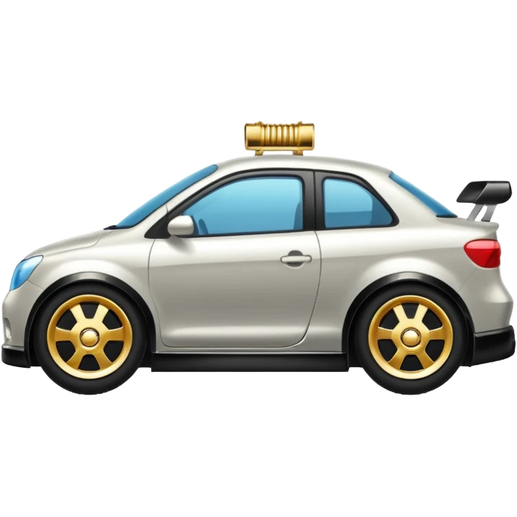 Emoji-style car membership badges: exhaust, black spoiler, and gold wheel can you create them? emoji