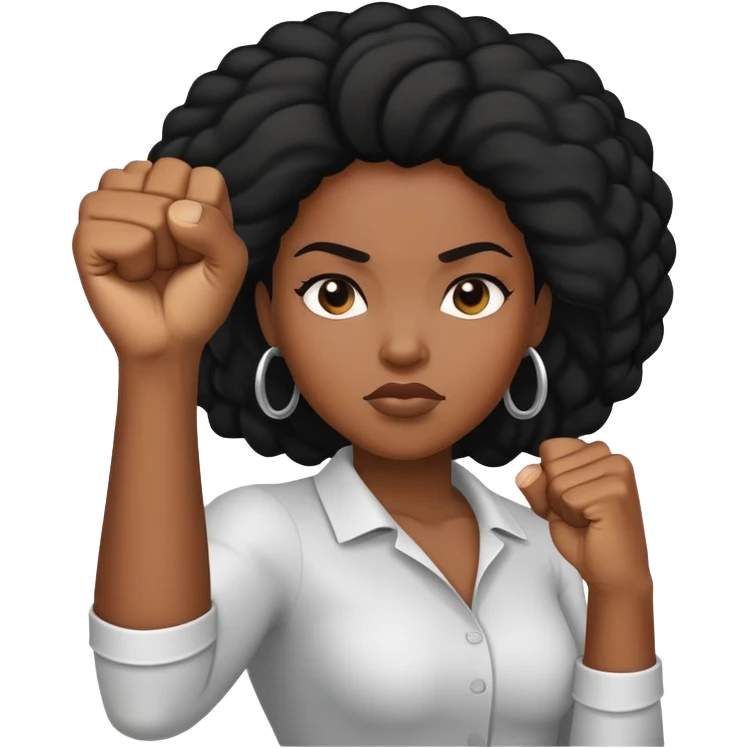 Black woman with fist up emoji