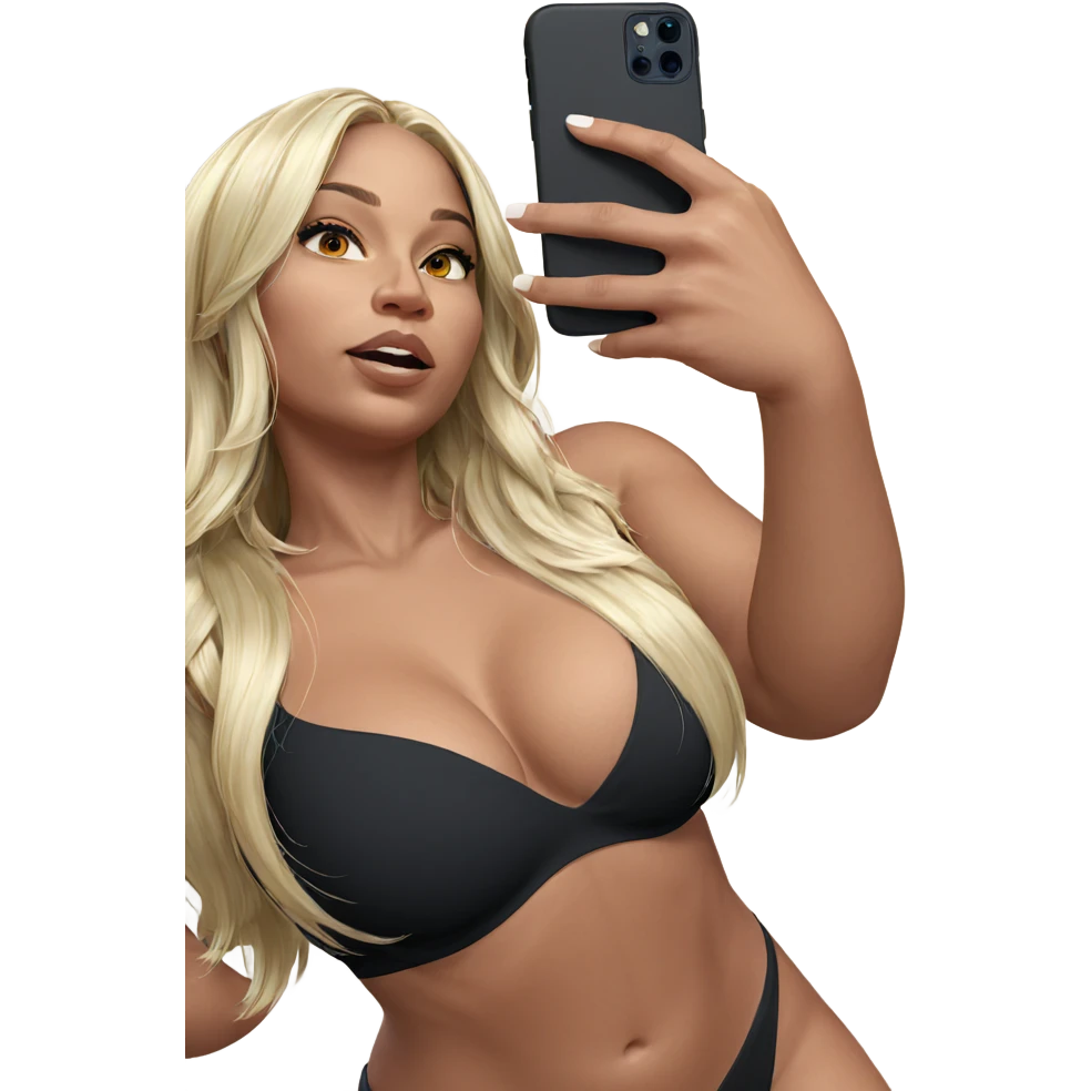 blonde girl taking selfie emoji
