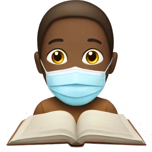 Reading a book with a face mask  emoji