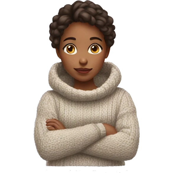 thoughtful girl in cozy sweater emoji