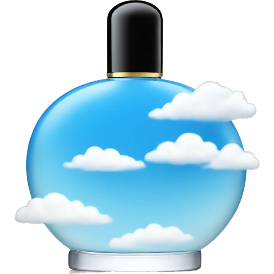 blue sky perfume bottle with large white cloud display emoji