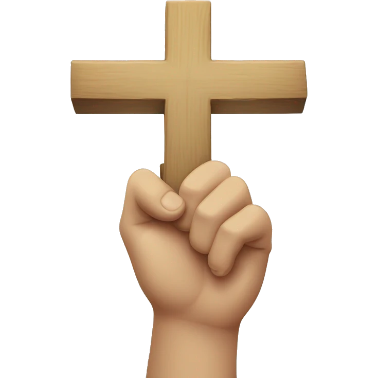 Hand holding up a cross emoji