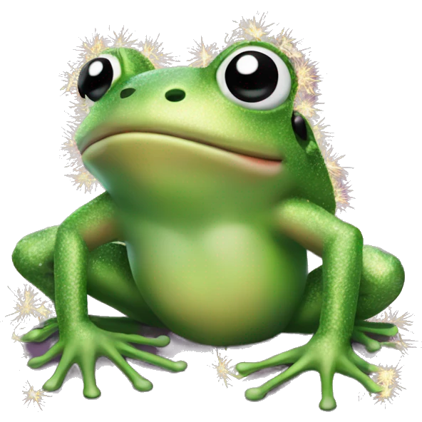 A frog with tinsel around its neck emoji
