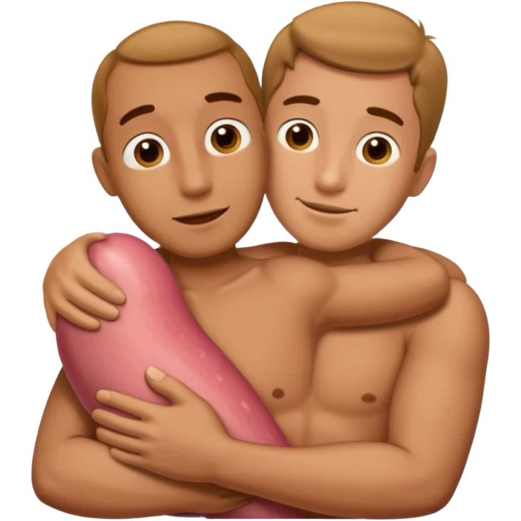 Man hugging a Penis emoji