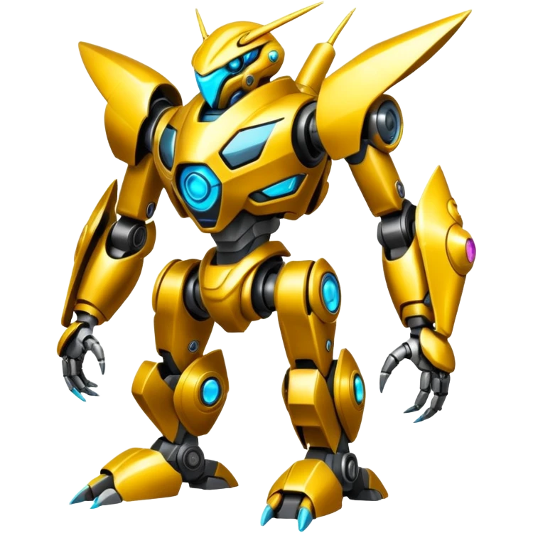 Shiny Tropical Futuristic Modern Mecha-Fakémon-hybrid-creature (full body)  emoji