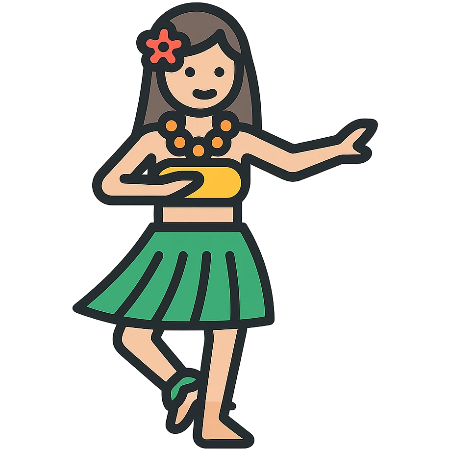 hula dancer, clean lines and vibrant colors emoji