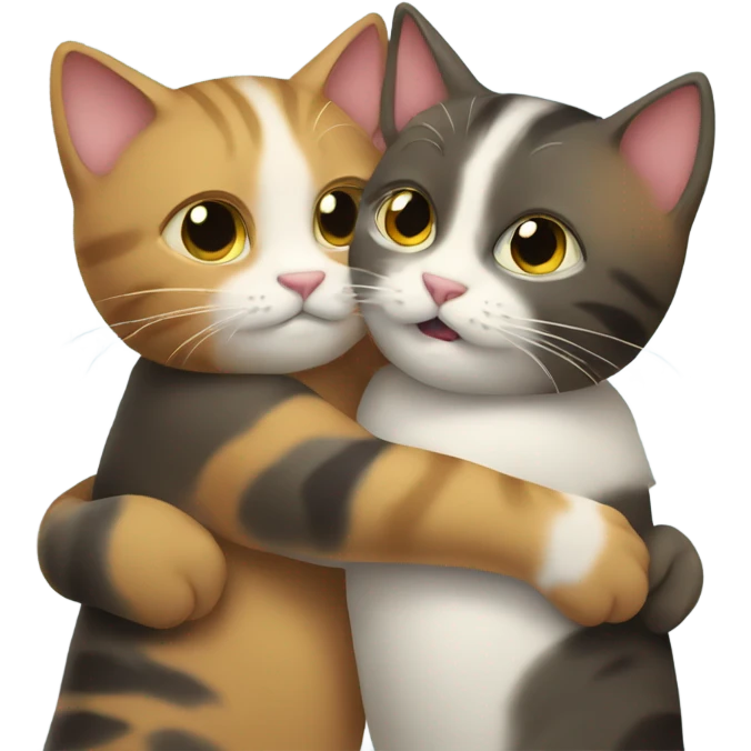 two cats hugging each other  emoji