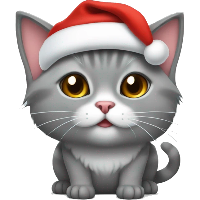 Gray munchkin cat with Santa hat on emoji