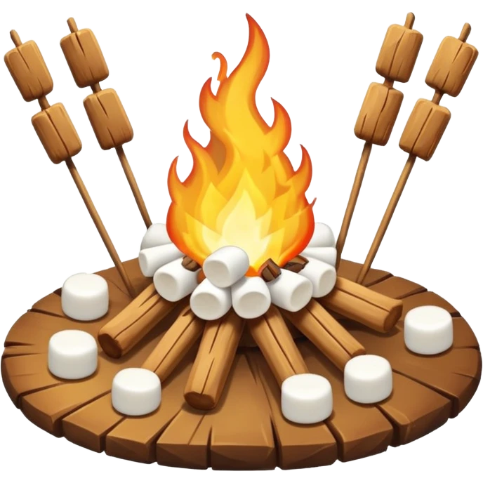 bonfire, with marshmallows on skewers, campfire emoji