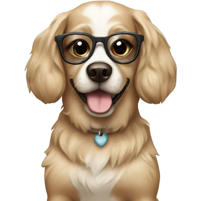 Our dog Lucy wearing shnglasses  emoji