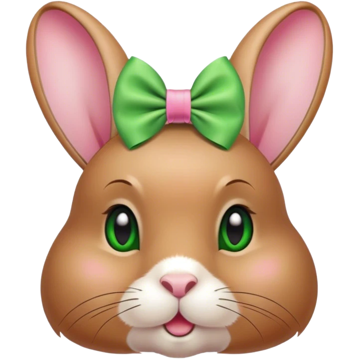 aesthetic rabbit with cute green accsesories, and pink coquette bow on top emoji