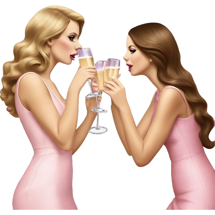 Lana del Rey & Taylor Swift drinking champagne pink dress emoji