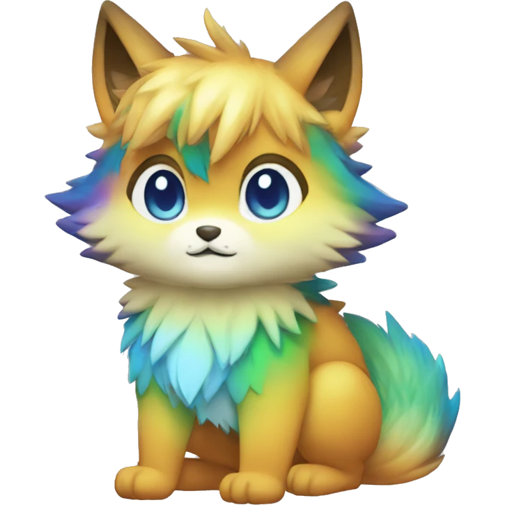 shiny, colorful, gradient, Kemono-style, Chibi, Anthro-Fur-Sona-Fakémon, Full Body emoji