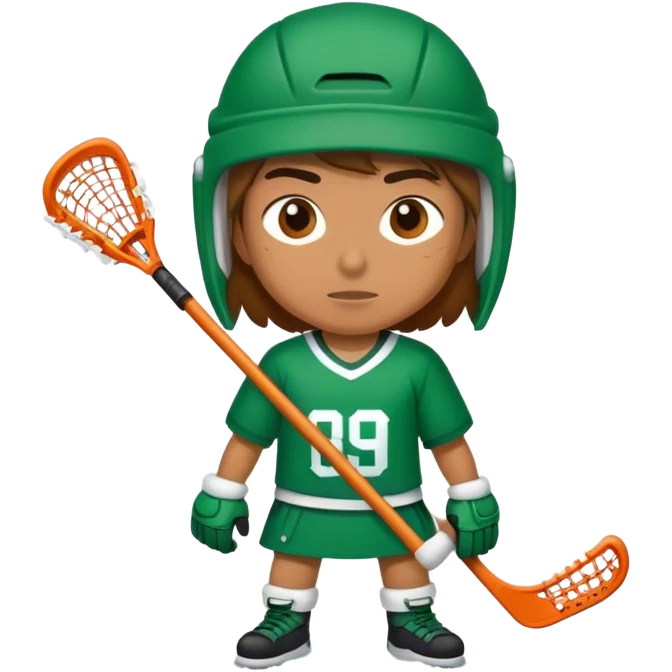 Lacrosse player in green uniform shivering in the snow emoji