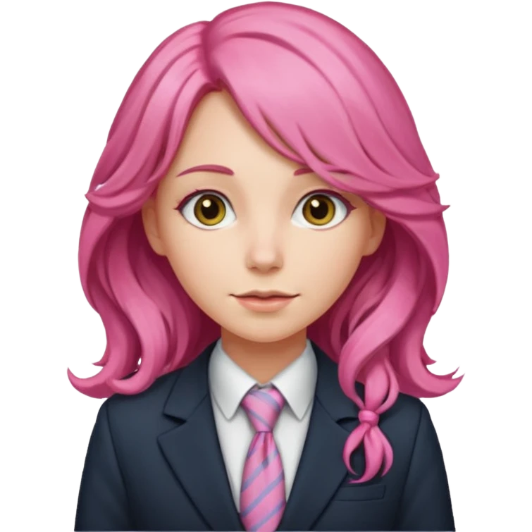 long wavy and pink haired woman with tie and blazer emoji