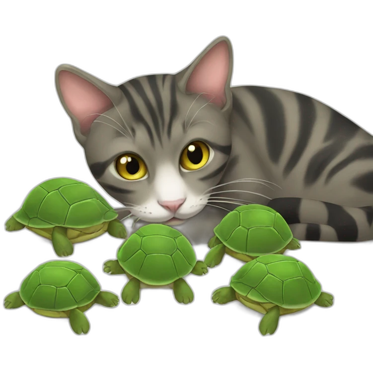 cat eating turtles emoji