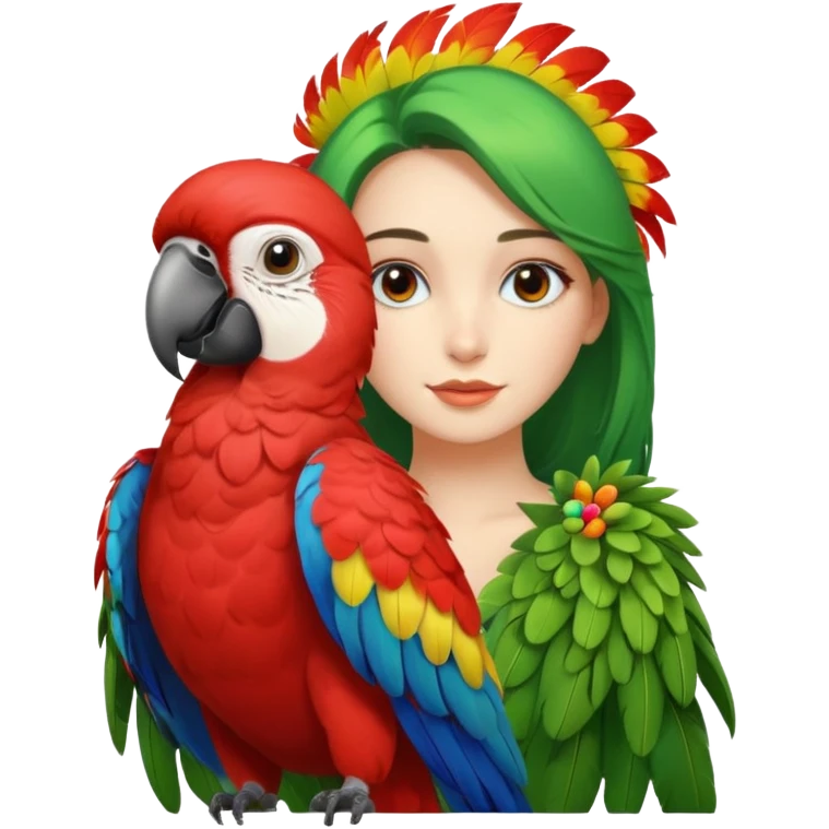 Girl with a parrot on her shoulder emoji