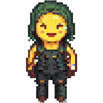 Convert this person into a pixel art emoji, full body, neutral background, simplified features, clear facial expression. emoji