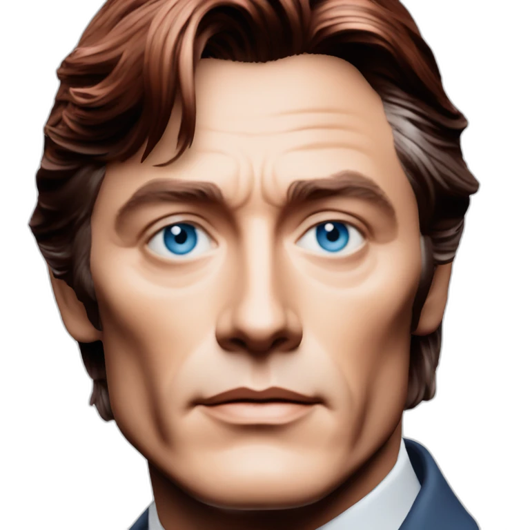 Alain delon futuristic detective blue eyes red hair emoji