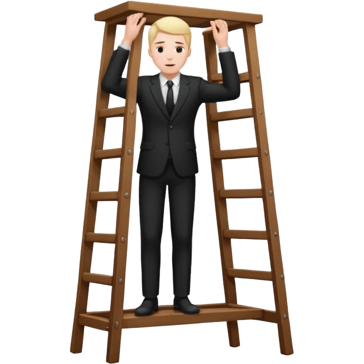 Man standing on chair planing to hang himself emoji