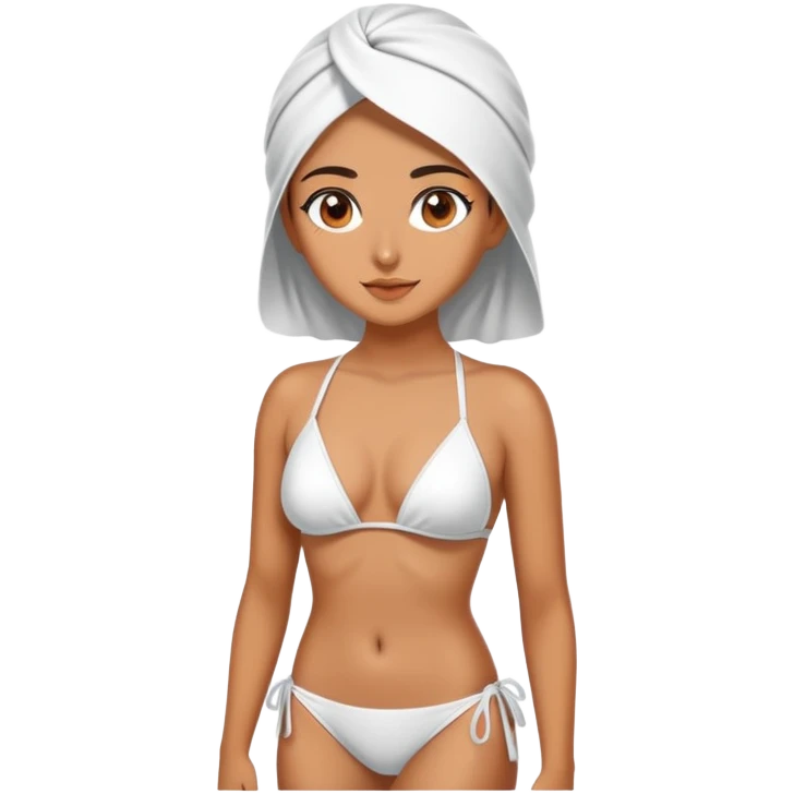 Image of a young Iranian woman in a white bikini emoji