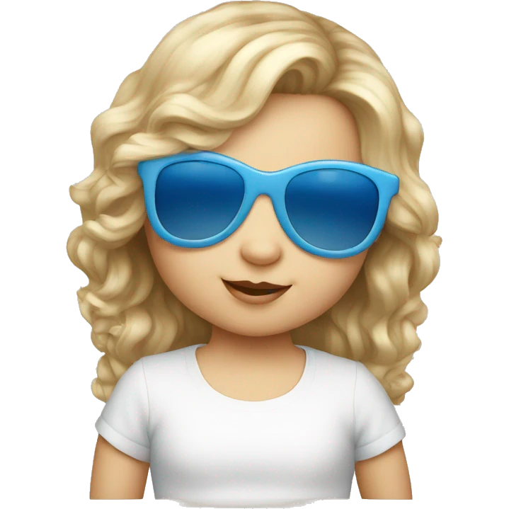1 year old white girl with blue sun glasses emoji