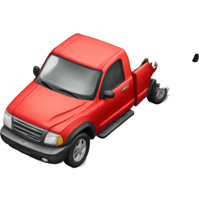 Red pick up with Christmas tree laying down  emoji