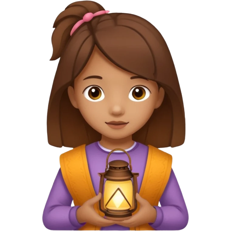 Adorable little girl holding a lantern, looks like it is made of felt texture, scrapbooking style, transparent background emoji