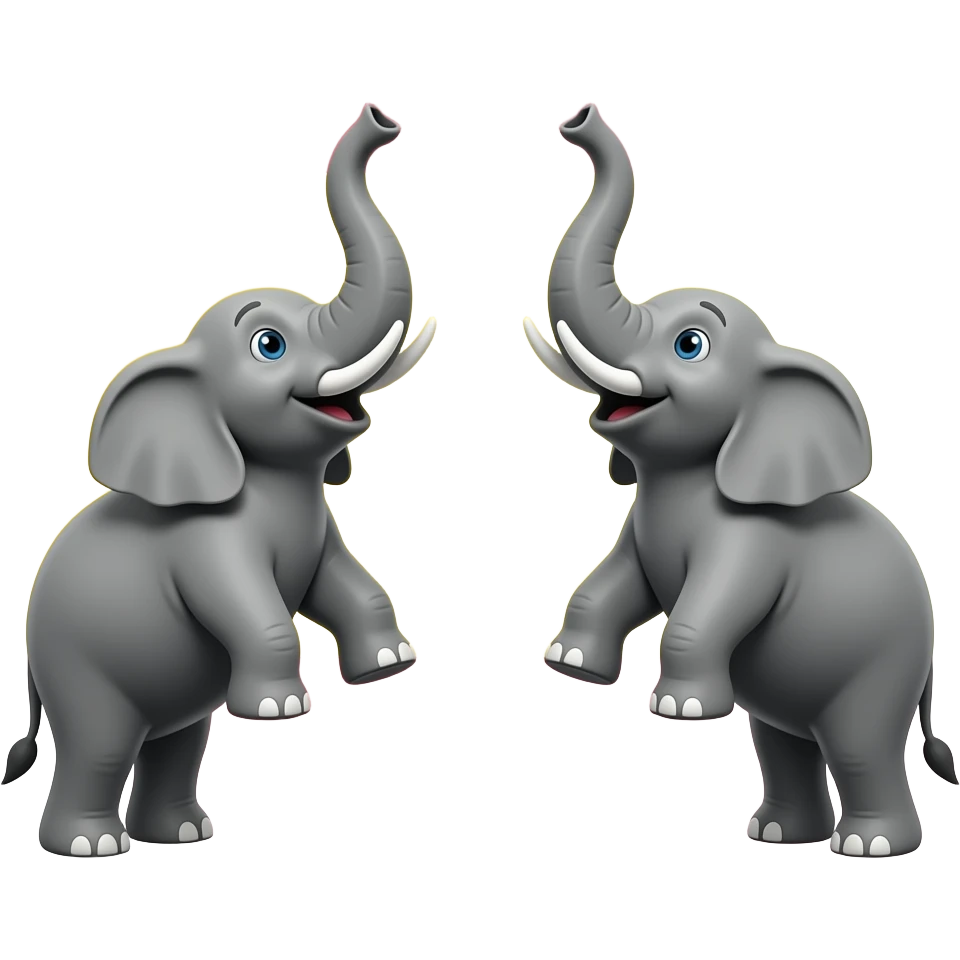 Spain flag colour but both left and right side contain grey elephant cheering with their large lifted up emoji