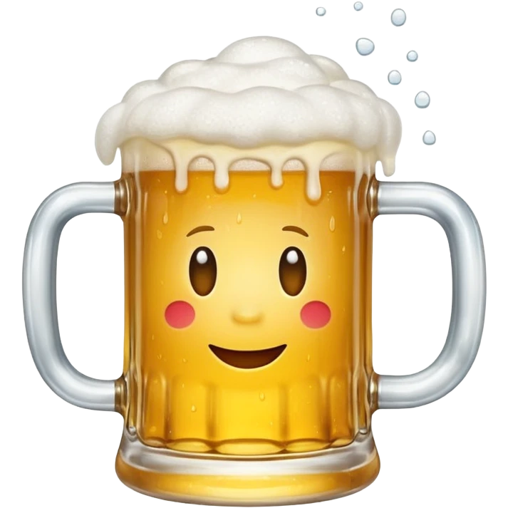 classic yellow beer mug with frothy foam, being lifted as if to drink, apple emoji style emoji