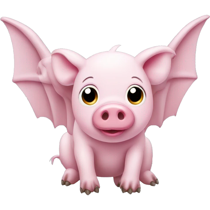 pink pig with grey pterodactyl wings emoji