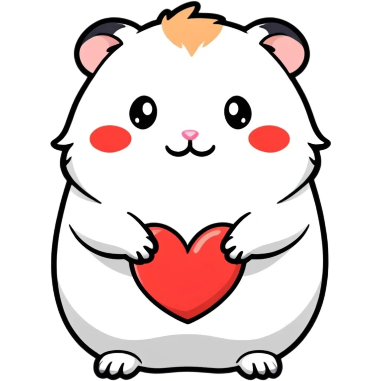cute hamster with puckered lips and a heart, sticker style emoji