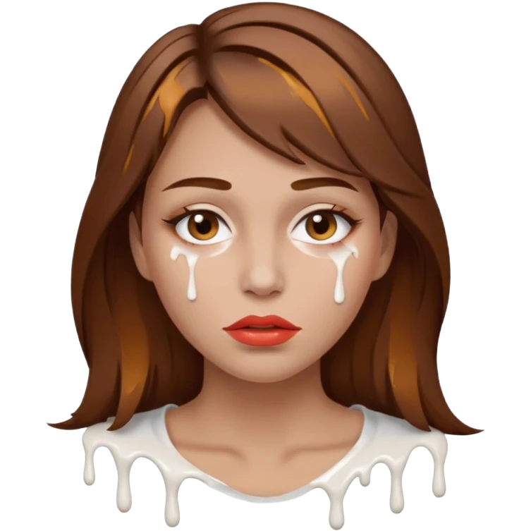 Brown Hair, Woman, white paint drip, face, hot, Sexy, lips emoji
