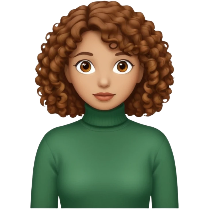 Lady with brown curly hair wearing a Turtleneck sweater emoji