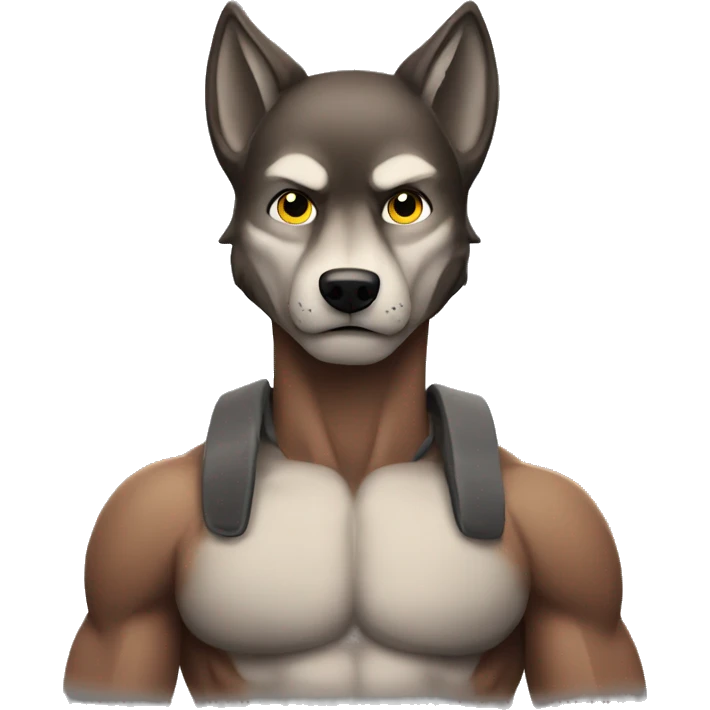 A wolf with muscles and abs emoji