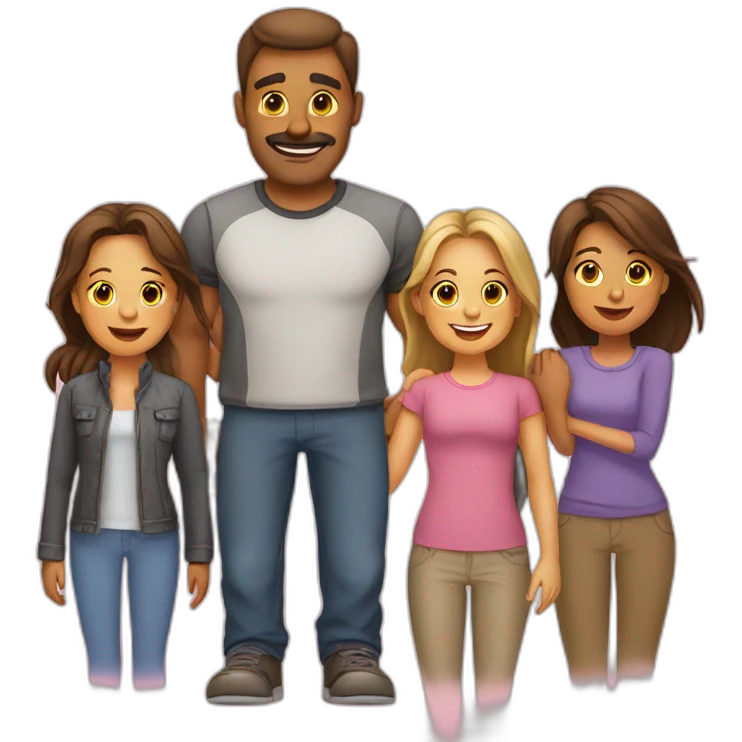 Family-with-father-mother-2 daughters-and-bulldog-Frances emoji
