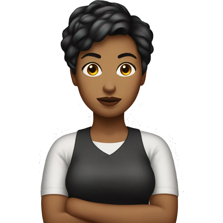 heavyset young woman with a bad pixie cut emoji