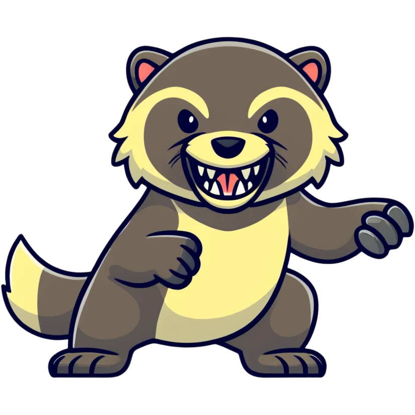 angry honey badger, furious, showing teeth, aggressive pose emoji