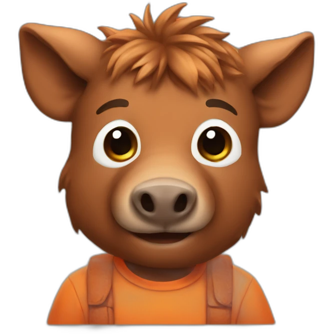 boar as cool guy in orange clothes emoji