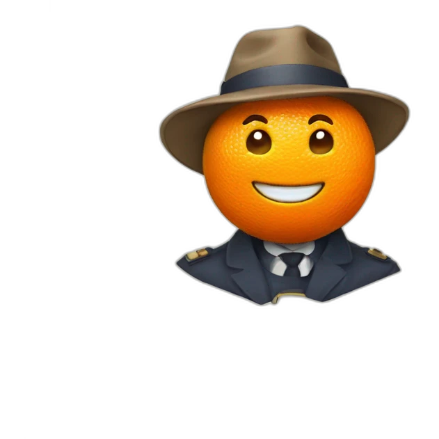 happy mandarine with detective hat emoji